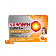 Nurofen Junior 7+ cu aroma de portocala, 24 capsule masticabile, Reckitt Benckiser
